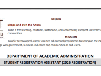 MUT Student Registration Assistant Vacancies