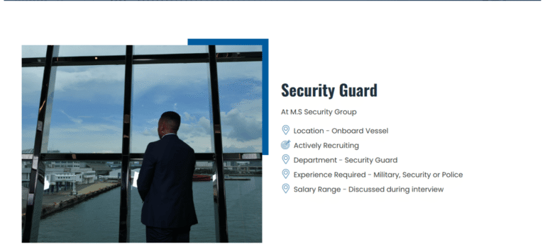 MS Security Guard Vacancies 2025 / 2026 – Onboard Vessel Jobs