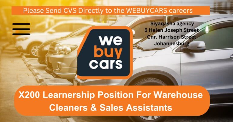 WeBuyCars X200 Learnership 2026/2027