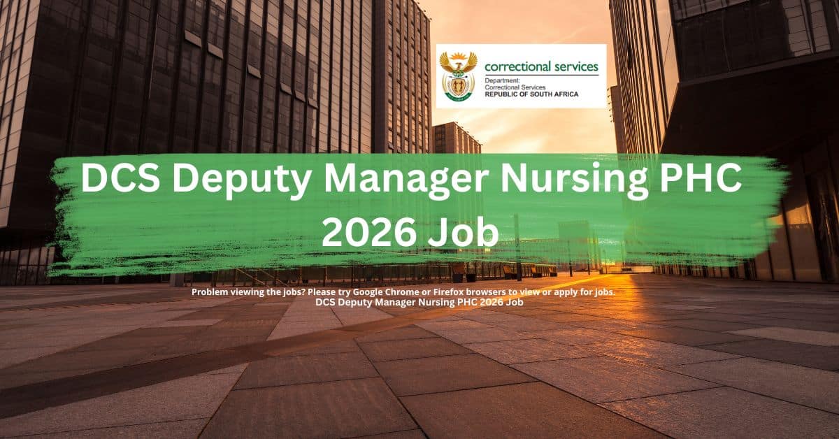 Deputy Manager Nursing Primary Health Care job DCS 2026