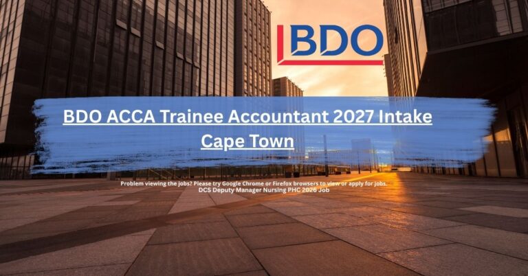 BDO ACCA Trainee Accountant 2027 Intake Cape Town