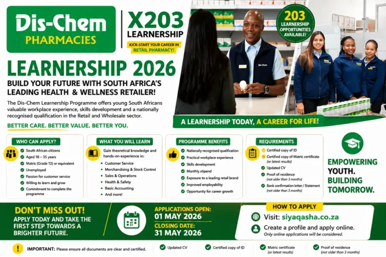 Dis-Chem Pharmacies X203 Learnership 2026: Apply Now!