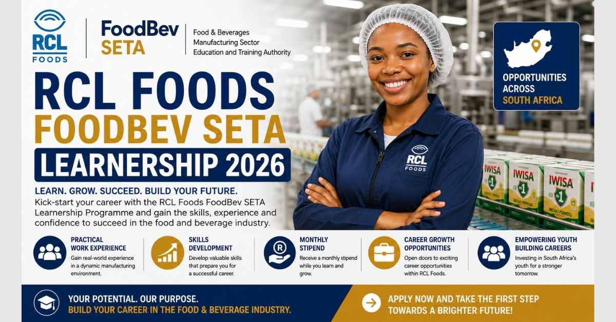 Tiger Brands FoodBev SETA Learnership 2026 opportunity for South African youth seeking workplace training and manufacturing experience