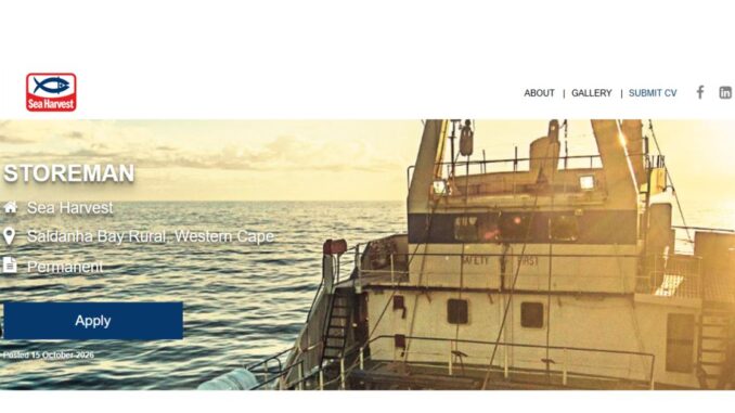 Sea Harvest Storeman Vacancy